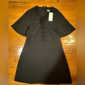 Toby women’s black short sleeve lace‎ up mini dress business casual formal large